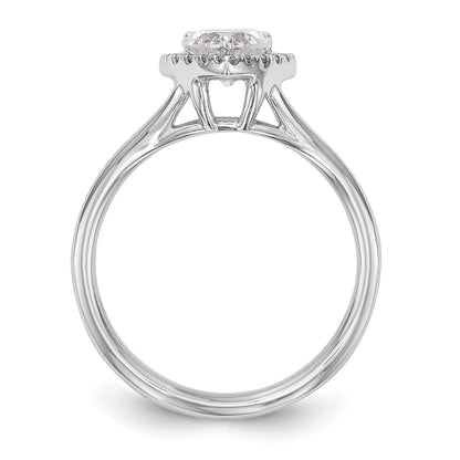 0.25ct. CZ Solid Real 14K White Gold Heart Halo Split Shank Engagement Ring