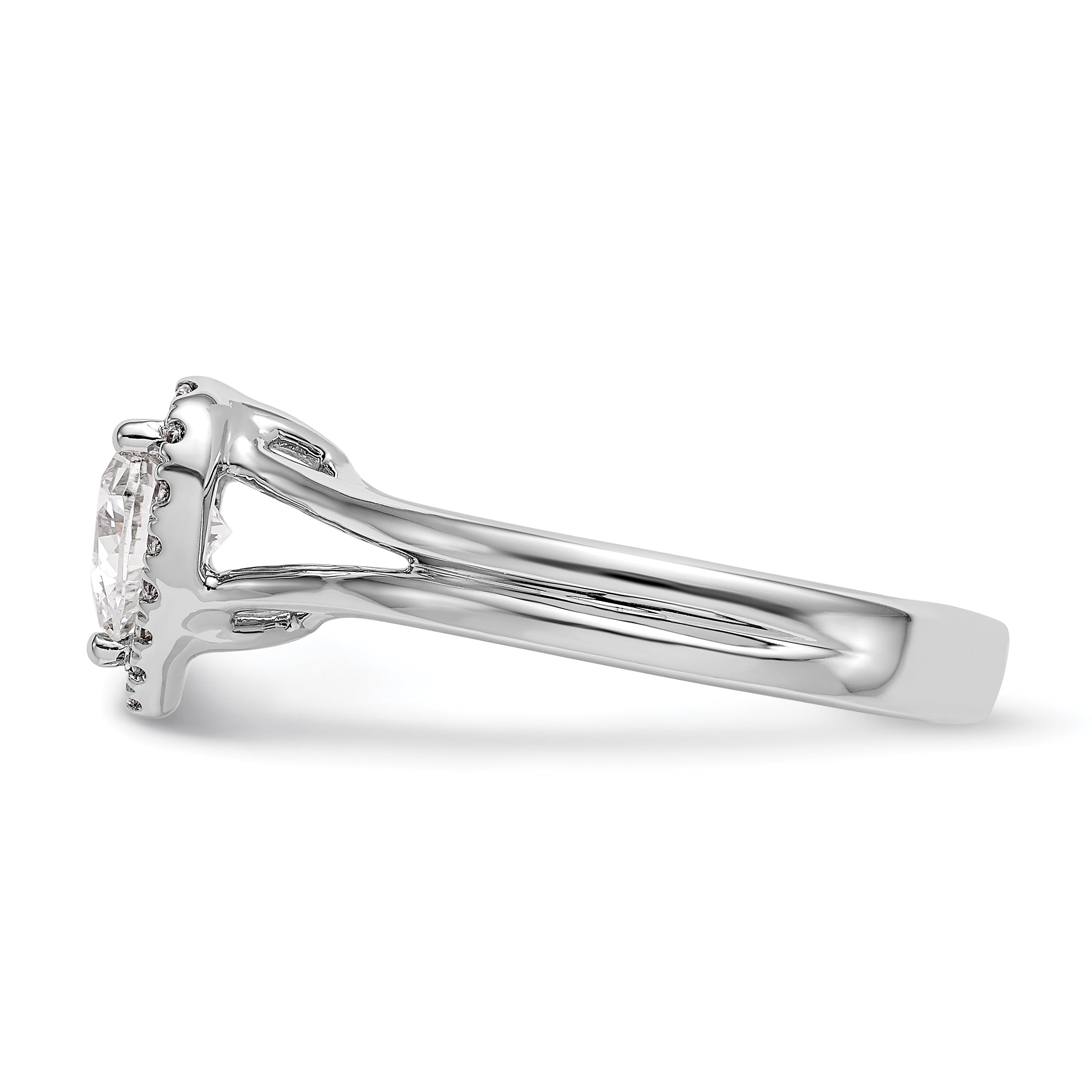 0.25ct. CZ Solid Real 14K White Gold Heart Halo Split Shank Engagement Ring