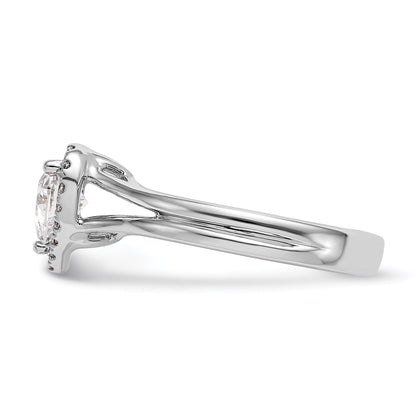 0.25ct. CZ Solid Real 14K White Gold Heart Halo Split Shank Engagement Ring