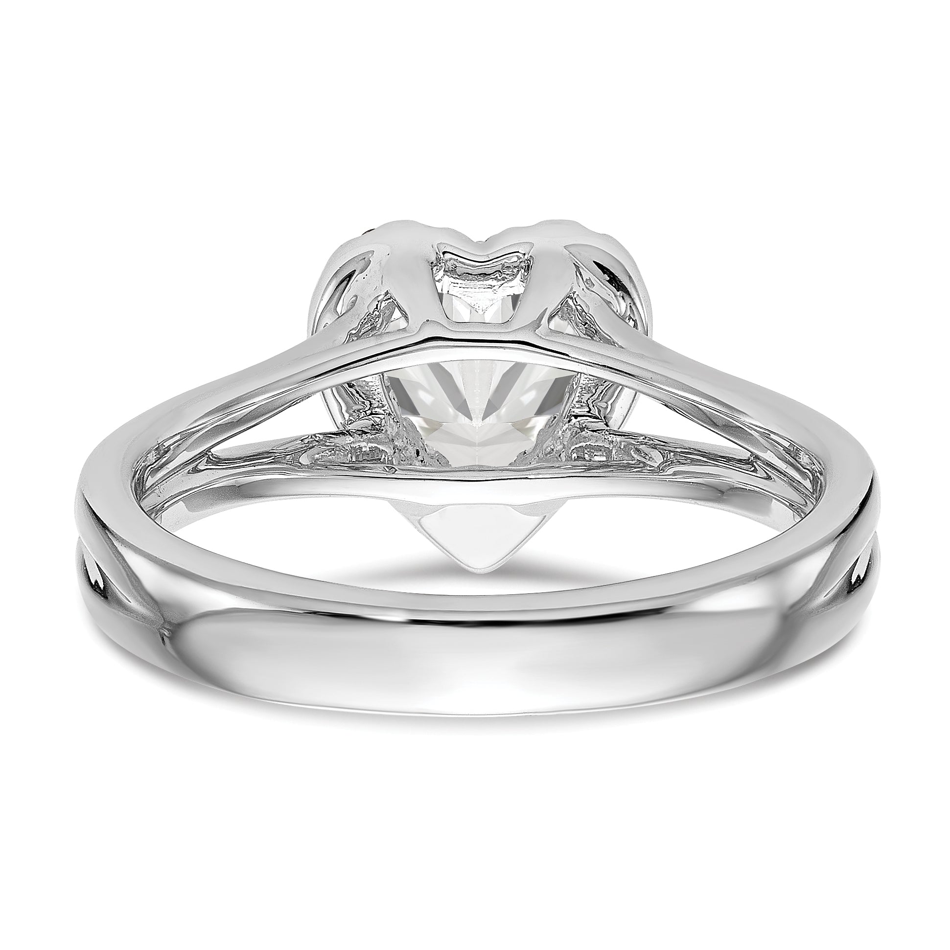 0.25ct. CZ Solid Real 14K White Gold Heart Halo Split Shank Engagement Ring
