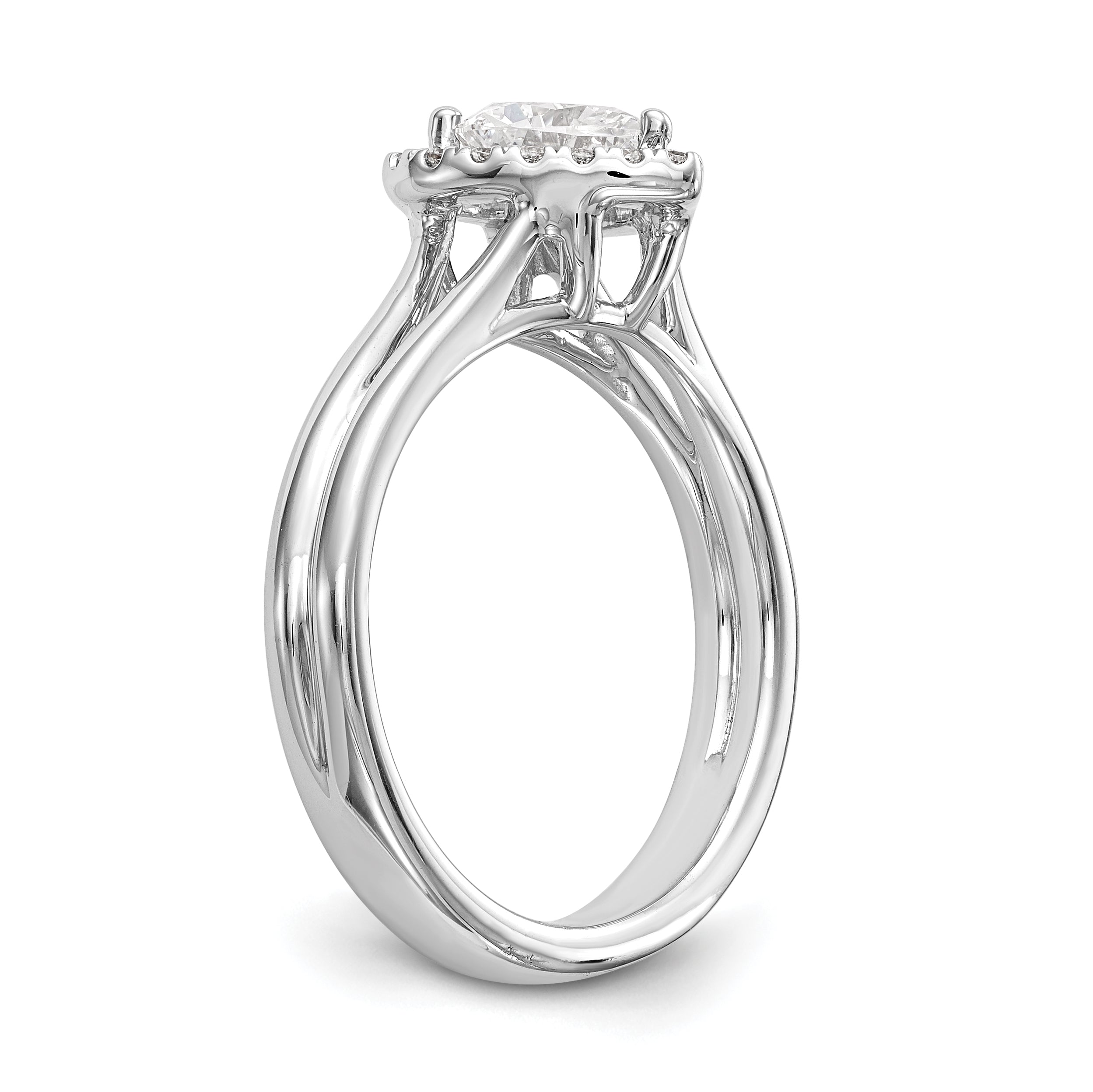 0.25ct. CZ Solid Real 14K White Gold Heart Halo Split Shank Engagement Ring