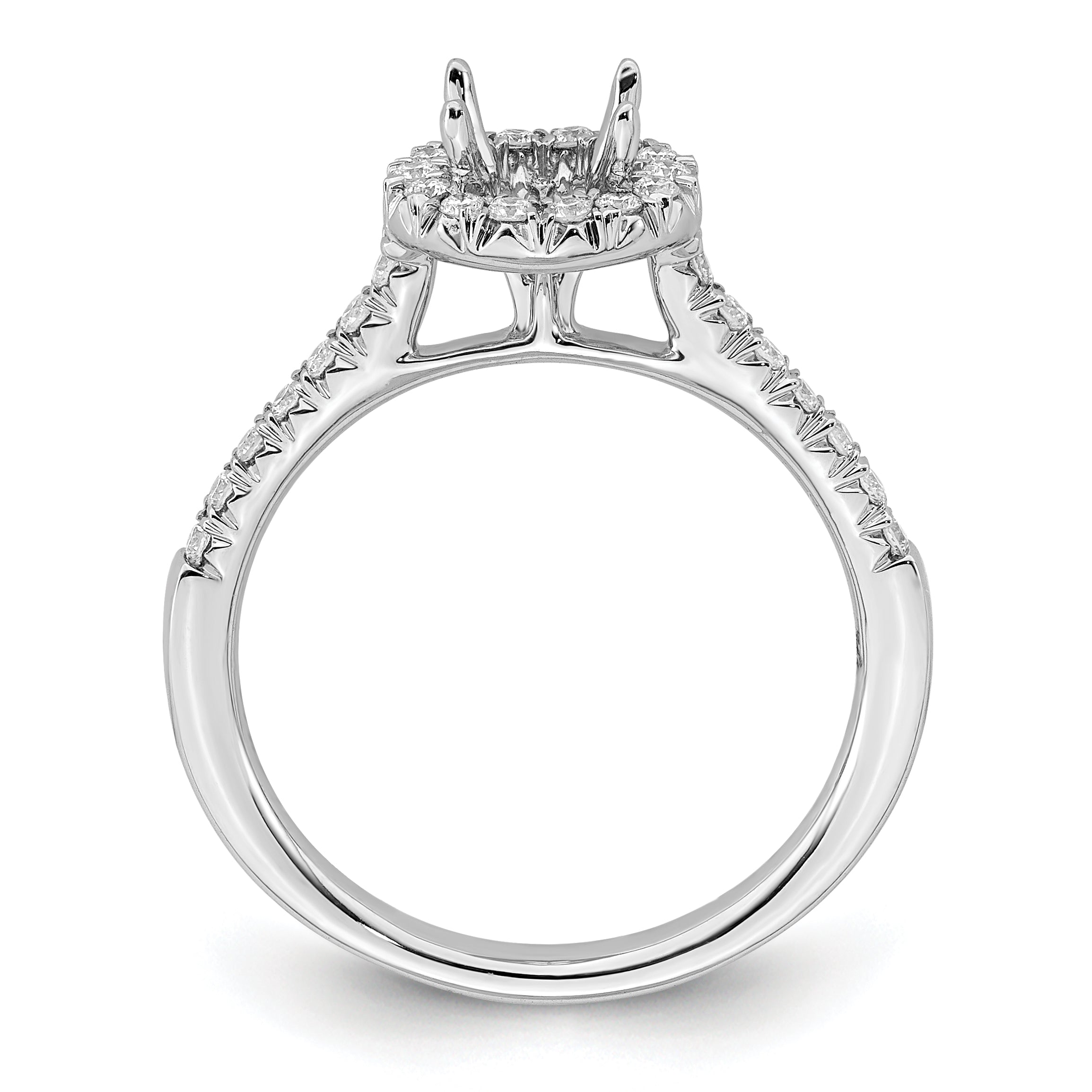 0.50ct. CZ Solid Real 14K White Gold Round Halo Engagement Ring