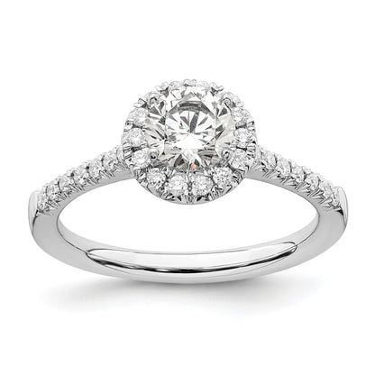 0.50ct. CZ Solid Real 14K White Gold Round Halo Engagement Ring