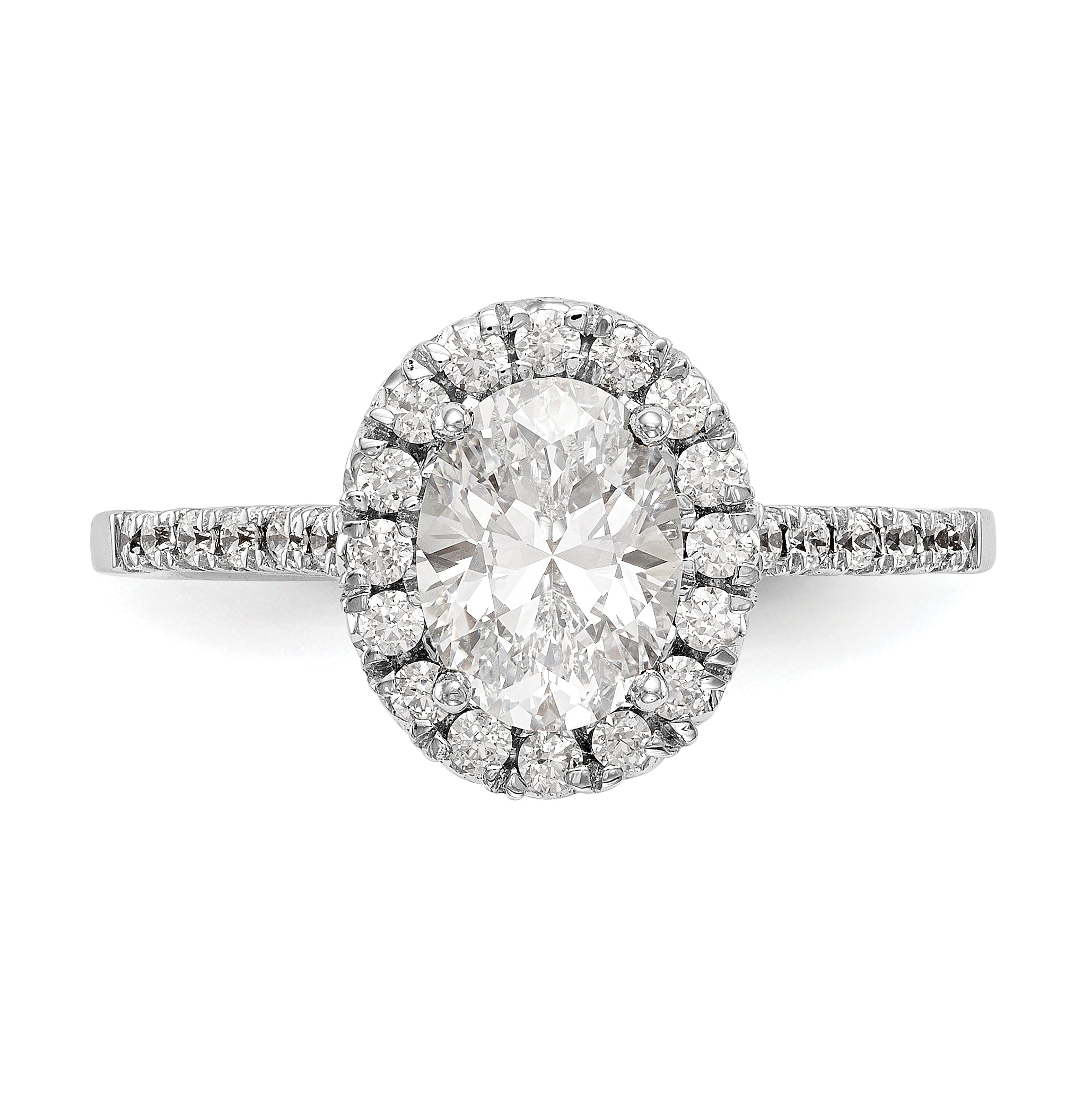 0.37ct. CZ Solid Real 14K White Gold Oval Halo Engagement Ring