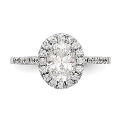 0.37ct. CZ Solid Real 14K White Gold Oval Halo Engagement Ring