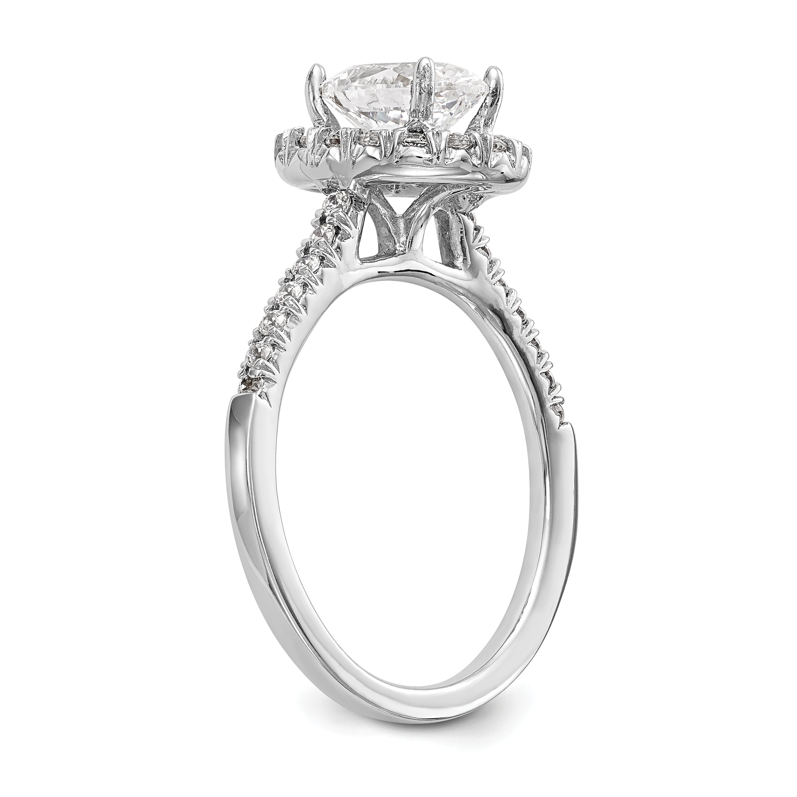 0.37ct. CZ Solid Real 14K White Gold Oval Halo Engagement Ring