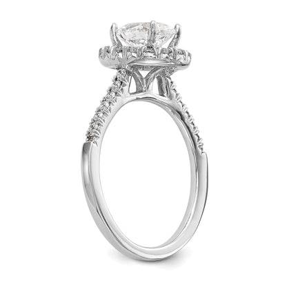 0.37ct. CZ Solid Real 14K White Gold Oval Halo Engagement Ring