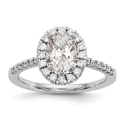 0.37ct. CZ Solid Real 14K White Gold Oval Halo Engagement Ring