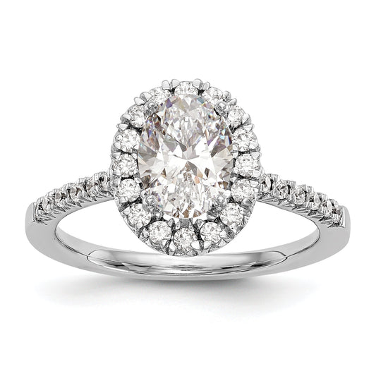 0.37ct. CZ Solid Real 14K White Gold Oval Halo Engagement Ring