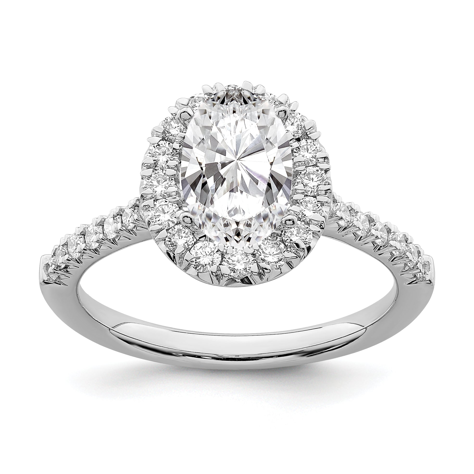 1.50ct. CZ Solid Real 14K White Gold Oval Halo Engagement Ring
