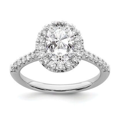 1.50ct. CZ Solid Real 14K White Gold Oval Halo Engagement Ring