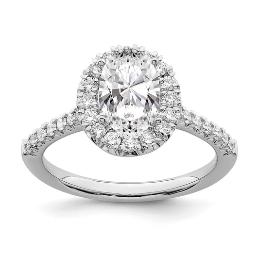 1.50ct. CZ Solid Real 14K White Gold Oval Halo Engagement Ring