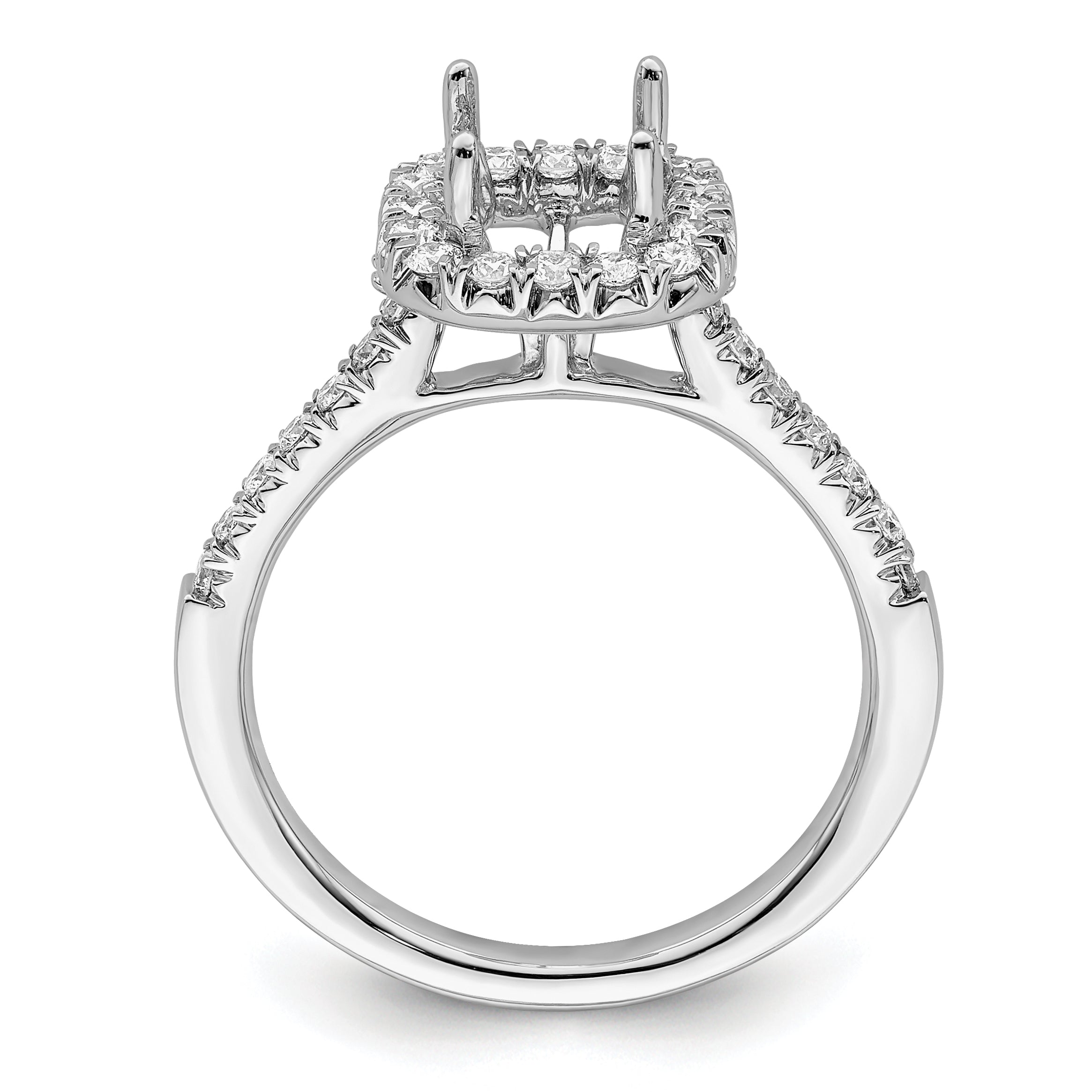 1.50ct. CZ Solid Real 14K White Gold Cushion Halo Engagement Ring