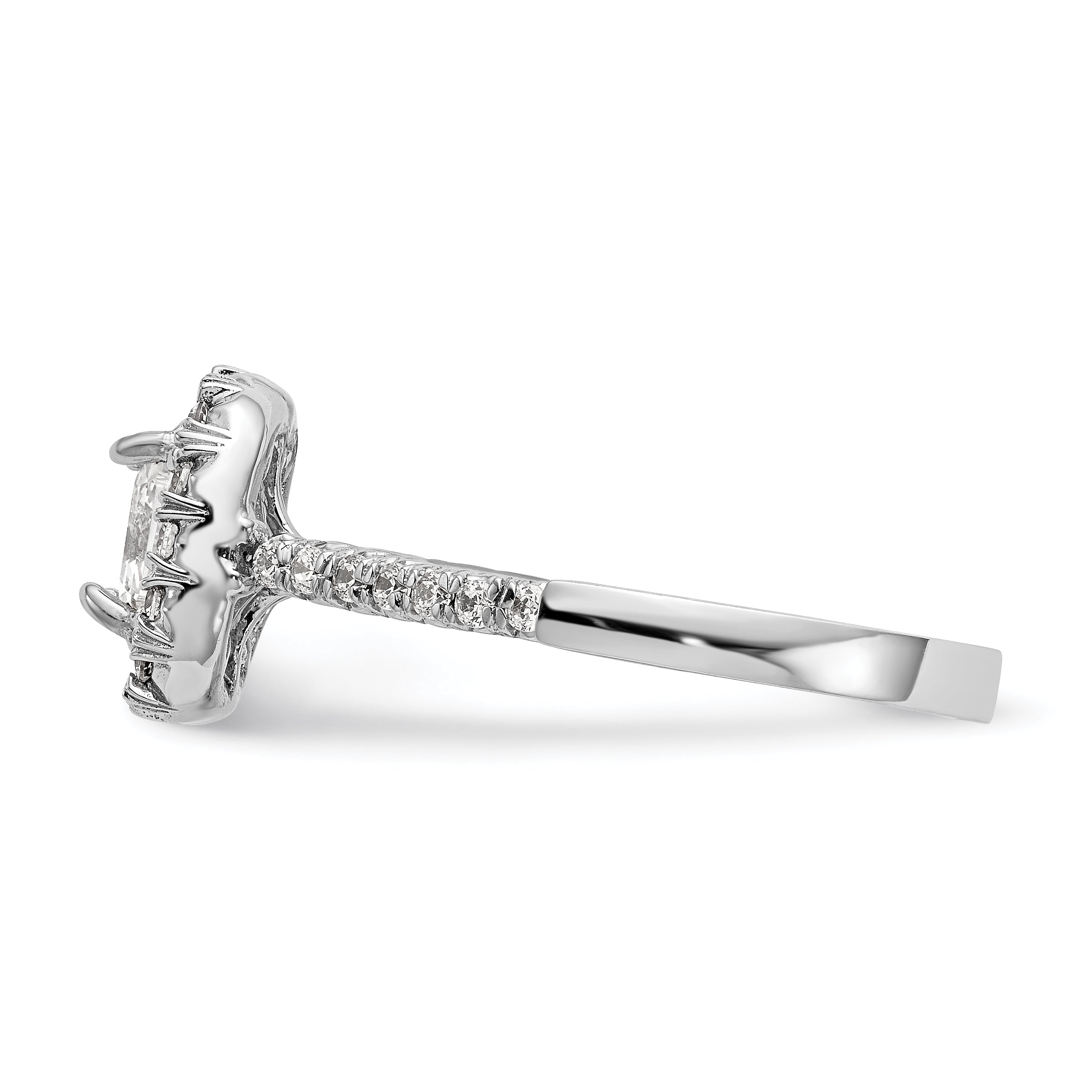 0.37ct. CZ Solid Real 14K White Gold Ascher Halo Engagement Ring