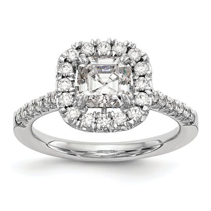 0.37ct. CZ Solid Real 14K White Gold Ascher Halo Engagement Ring