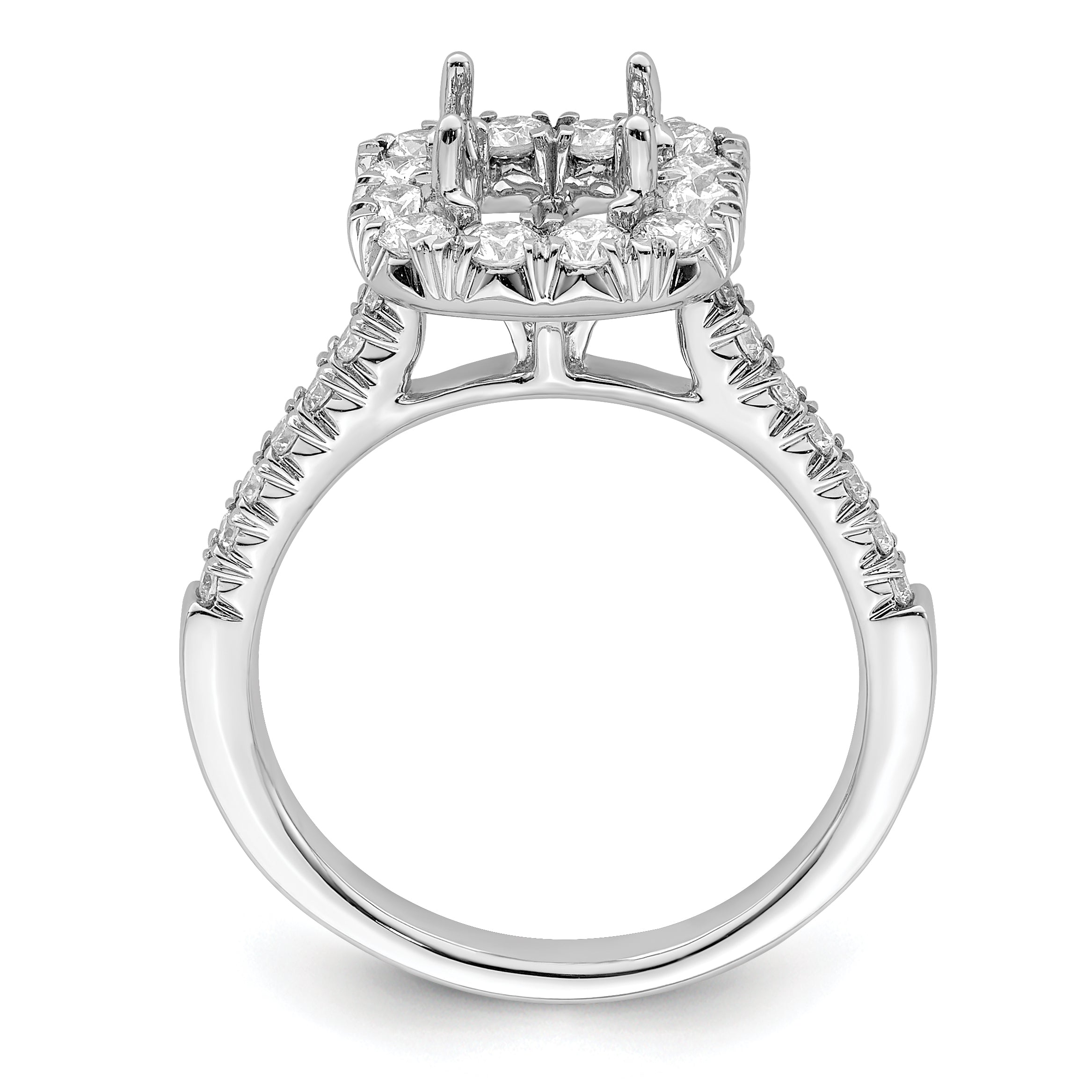 1.50ct. CZ Solid Real 14K White Gold Ascher Halo Engagement Ring