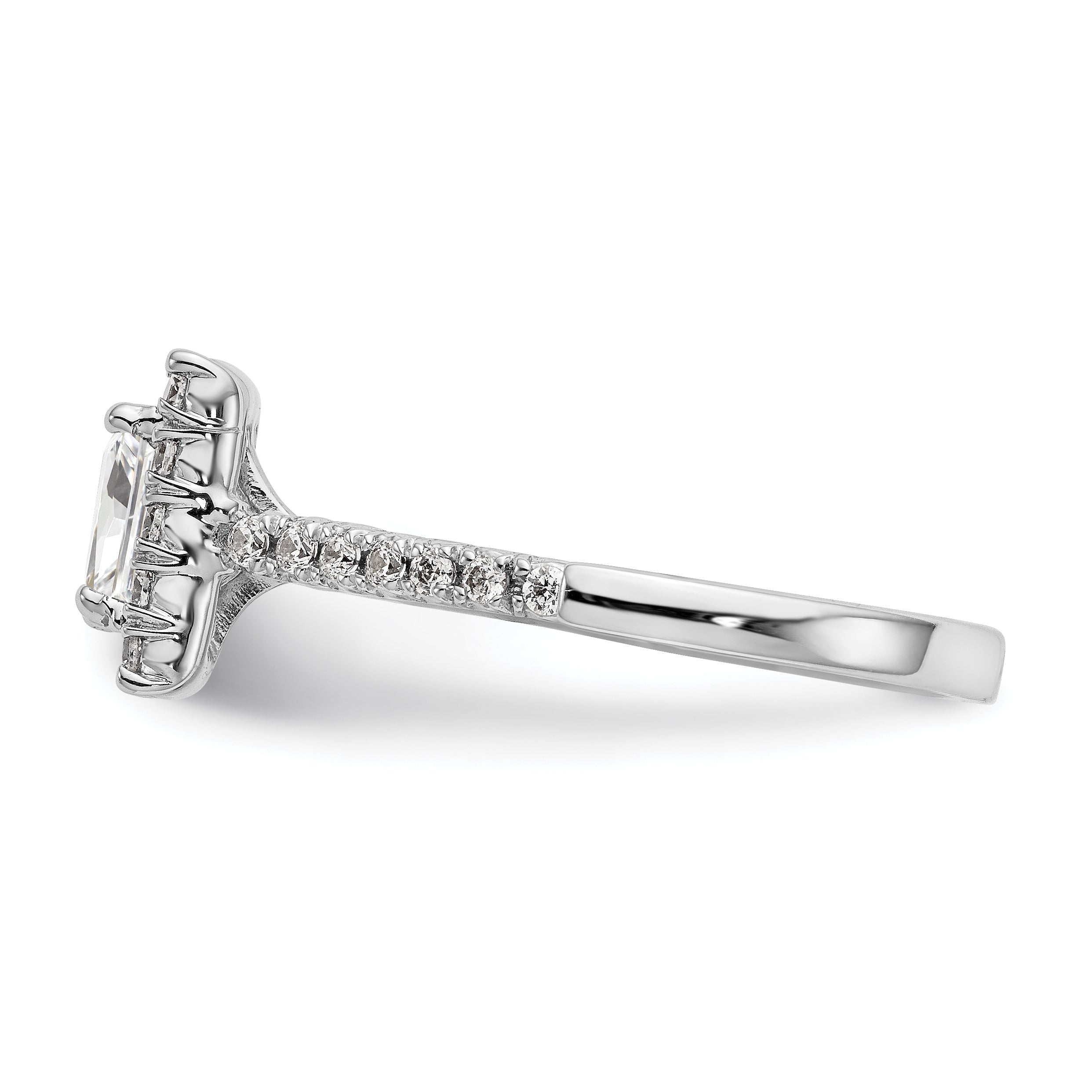 0.37ct. CZ Solid Real 14K White Gold Square Halo Engagement Ring
