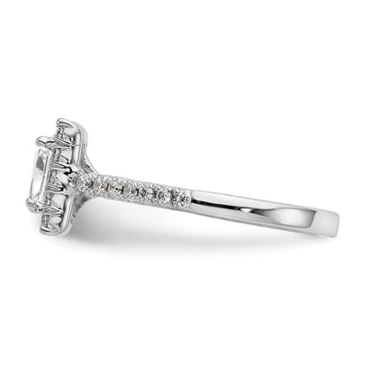 0.37ct. CZ Solid Real 14K White Gold Square Halo Engagement Ring