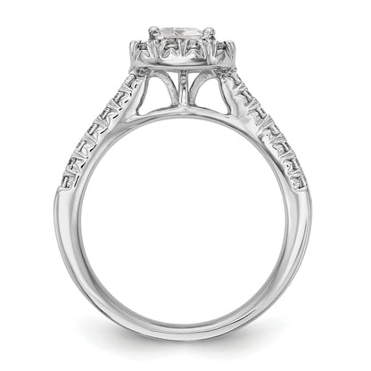 0.37ct. CZ Solid Real 14K White Gold Emerald Shape Halo Engagement Ring