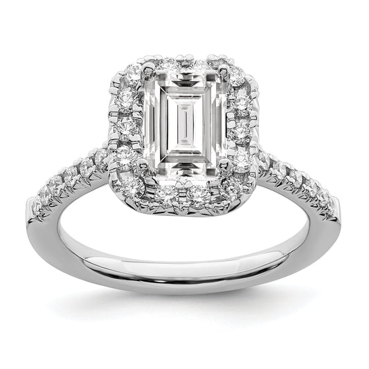 1.50ct. CZ Solid Real 14K White Gold Emerald Shape Halo Engagement Ring