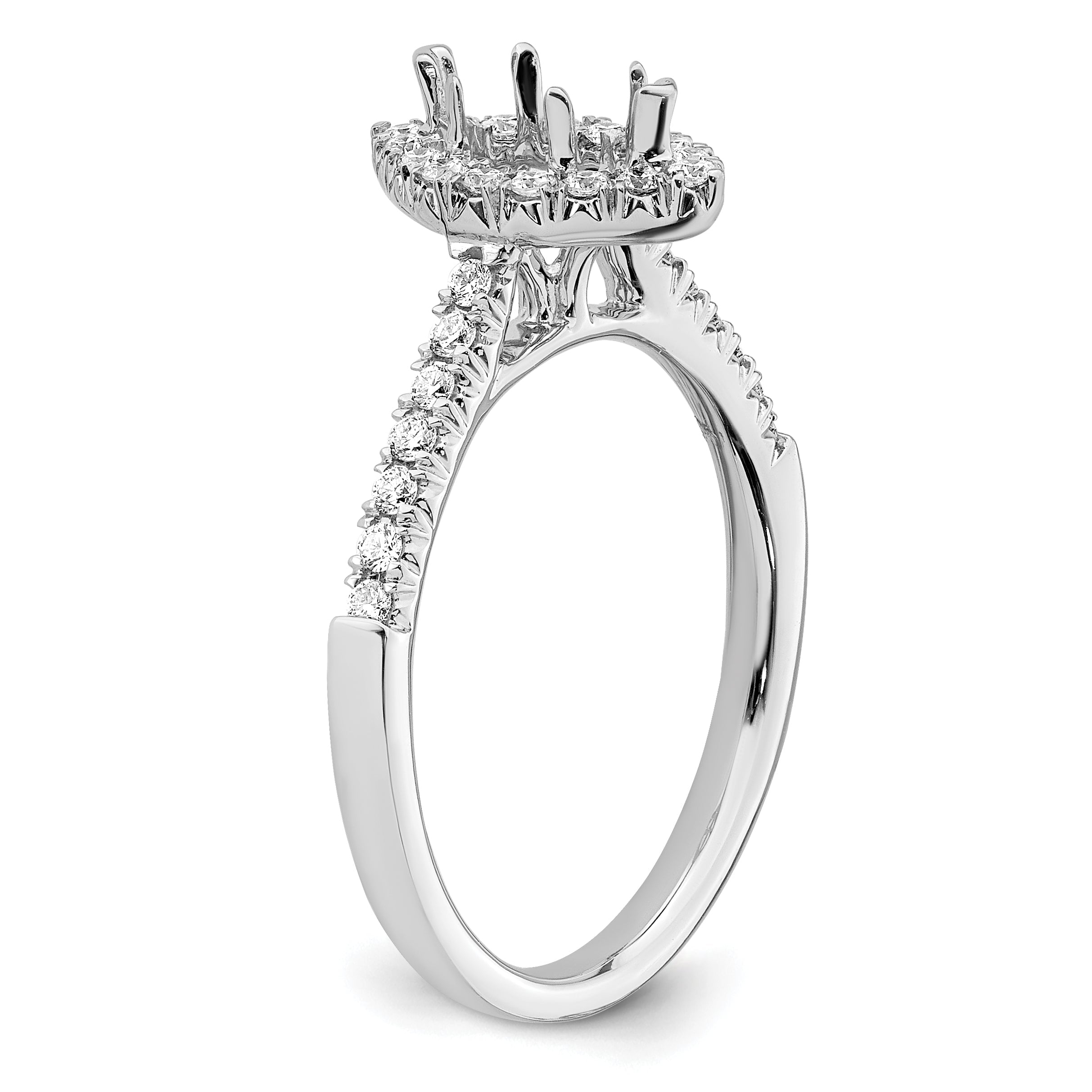 0.50ct. CZ Solid Real 14K White Gold Marquise Halo Engagement Ring