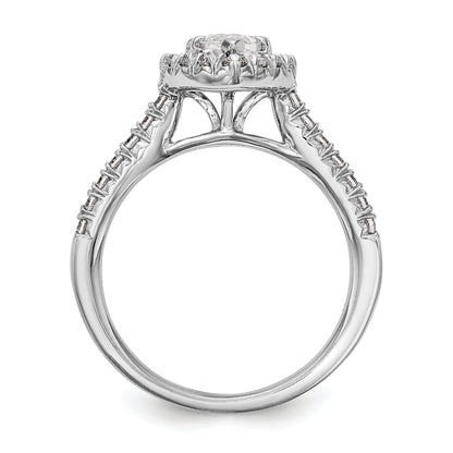 0.37ct. CZ Solid Real 14K White Gold Marquise Halo Engagement Ring