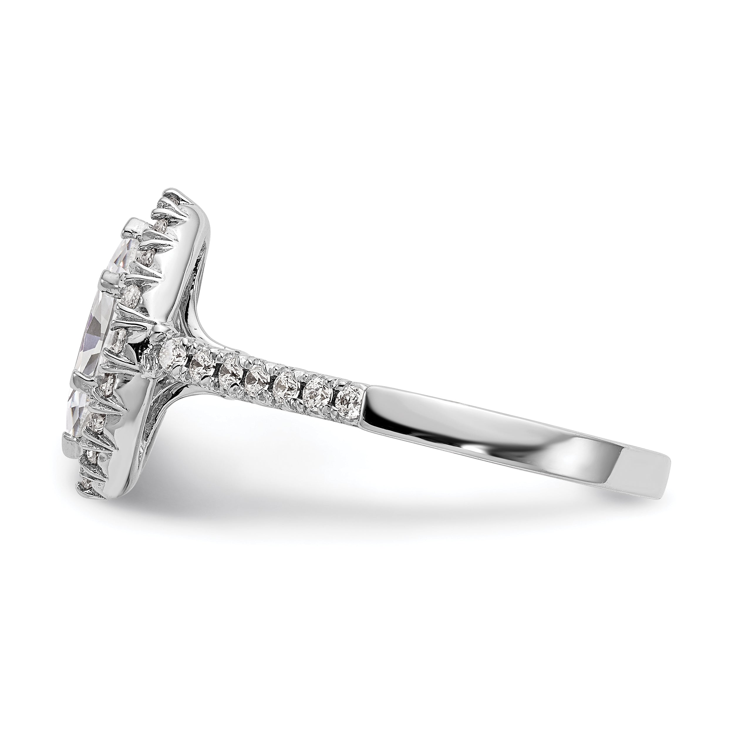 0.37ct. CZ Solid Real 14K White Gold Marquise Halo Engagement Ring