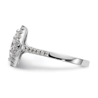 0.37ct. CZ Solid Real 14K White Gold Marquise Halo Engagement Ring