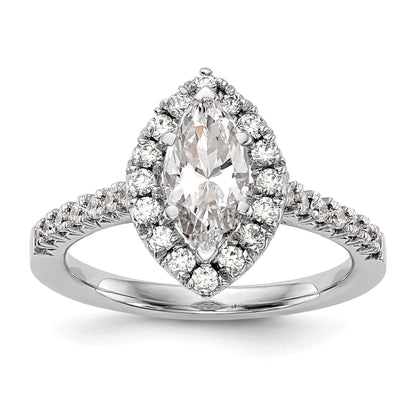 0.37ct. CZ Solid Real 14K White Gold Marquise Halo Engagement Ring