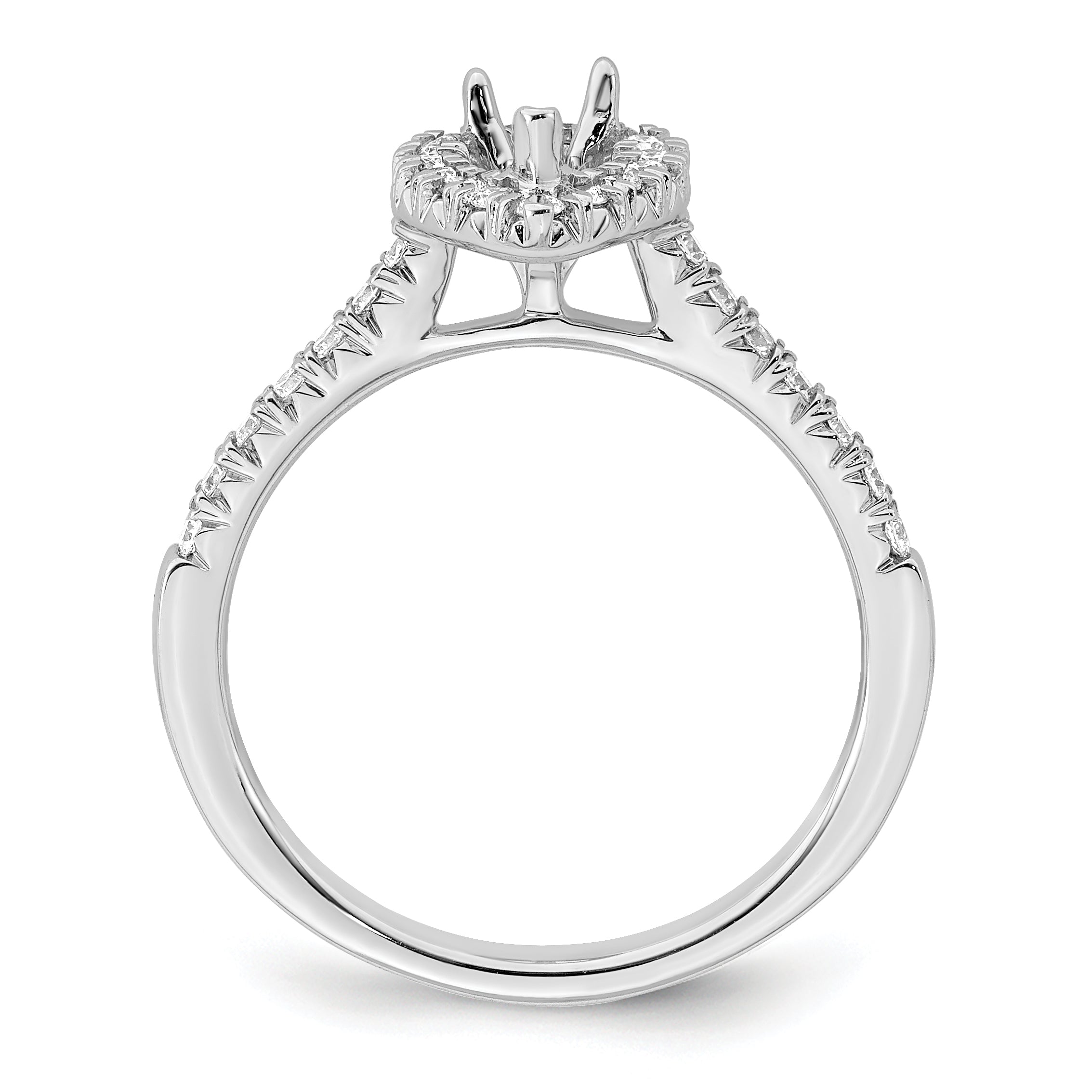 0.50ct. CZ Solid Real 14K White Gold Pear Halo Engagement Ring