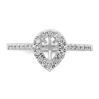 0.50ct. CZ Solid Real 14K White Gold Pear Halo Engagement Ring