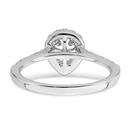 0.50ct. CZ Solid Real 14K White Gold Pear Halo Engagement Ring