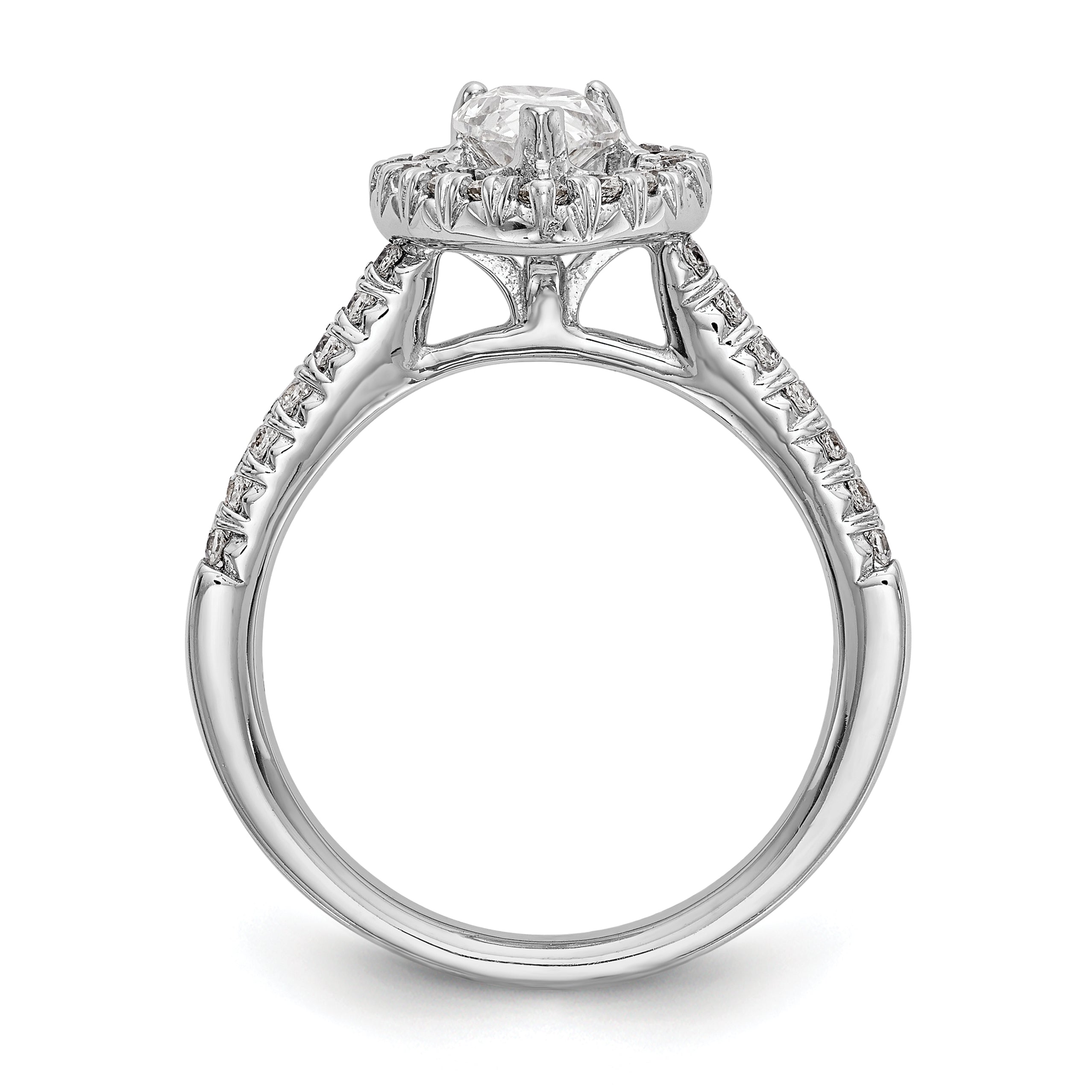 1.25ct. CZ Solid Real 14K White Gold Pear Halo Engagement Ring