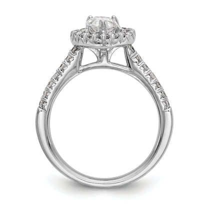 1.25ct. CZ Solid Real 14K White Gold Pear Halo Engagement Ring