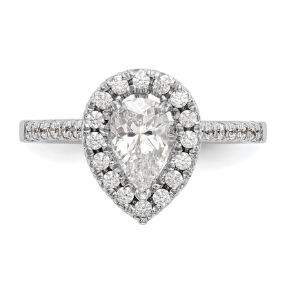 1.00ct. CZ Solid Real 14K White Gold Pear Halo Engagement Ring