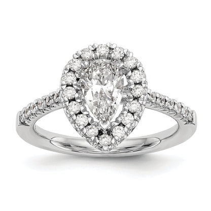 1.25ct. CZ Solid Real 14K White Gold Pear Halo Engagement Ring