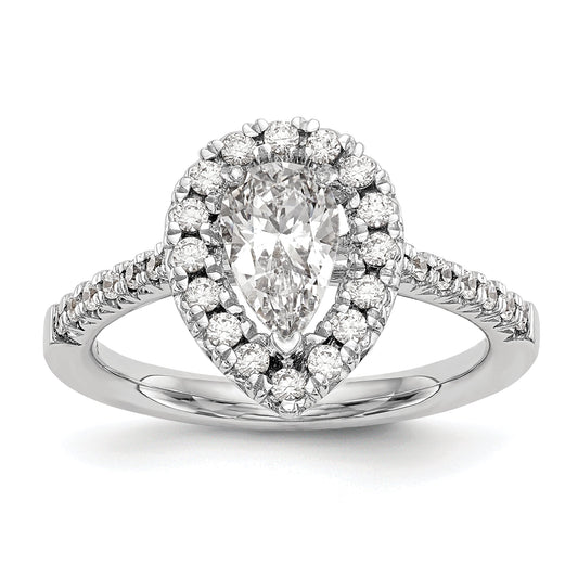 1.25ct. CZ Solid Real 14K White Gold Pear Halo Engagement Ring
