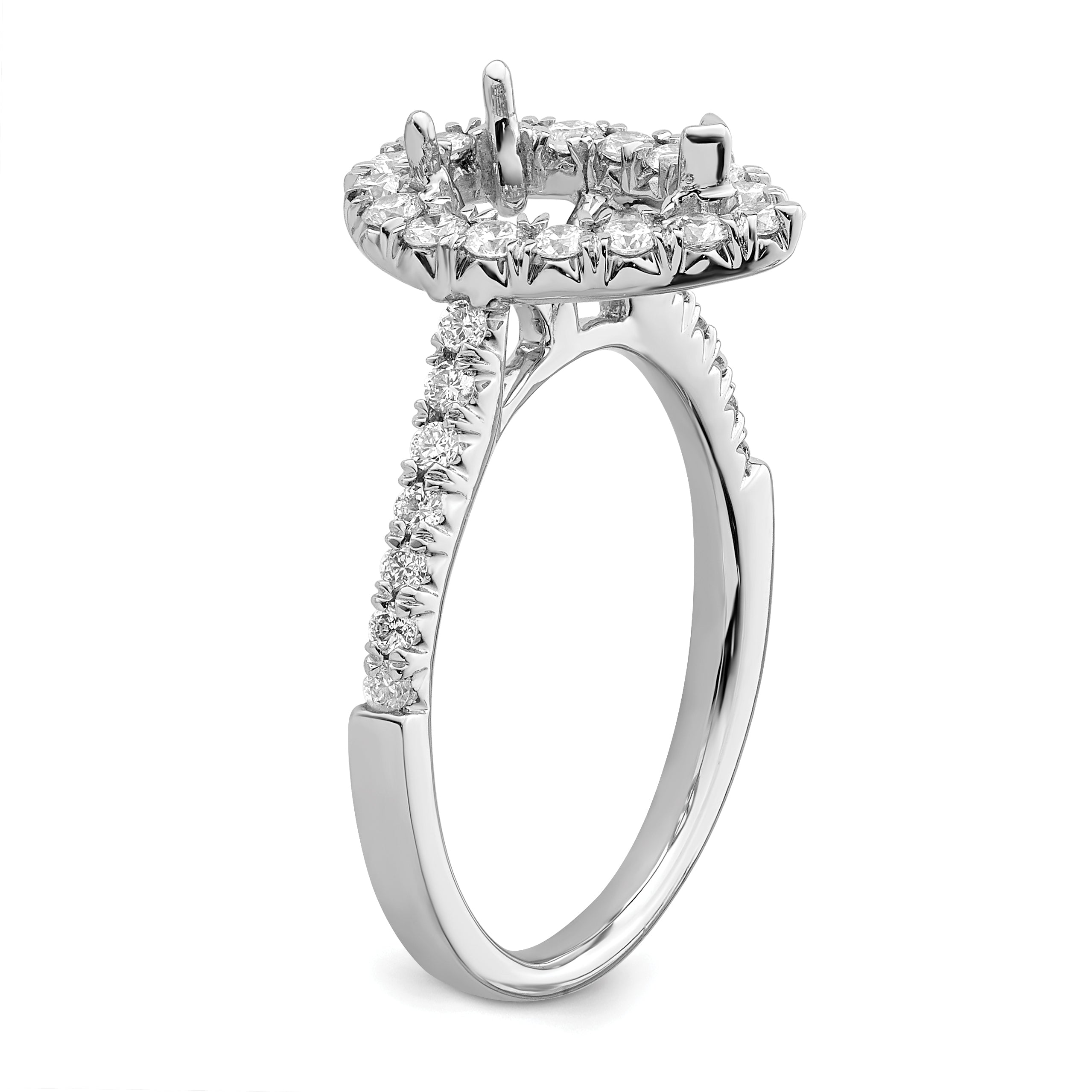 1.50ct. CZ Solid Real 14K White Gold Pear Halo Engagement Ring