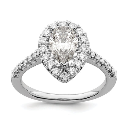 1.50ct. CZ Solid Real 14K White Gold Pear Halo Engagement Ring