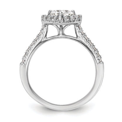 0.75ct. CZ Solid Real 14K White Gold Heart Halo Engagement Ring