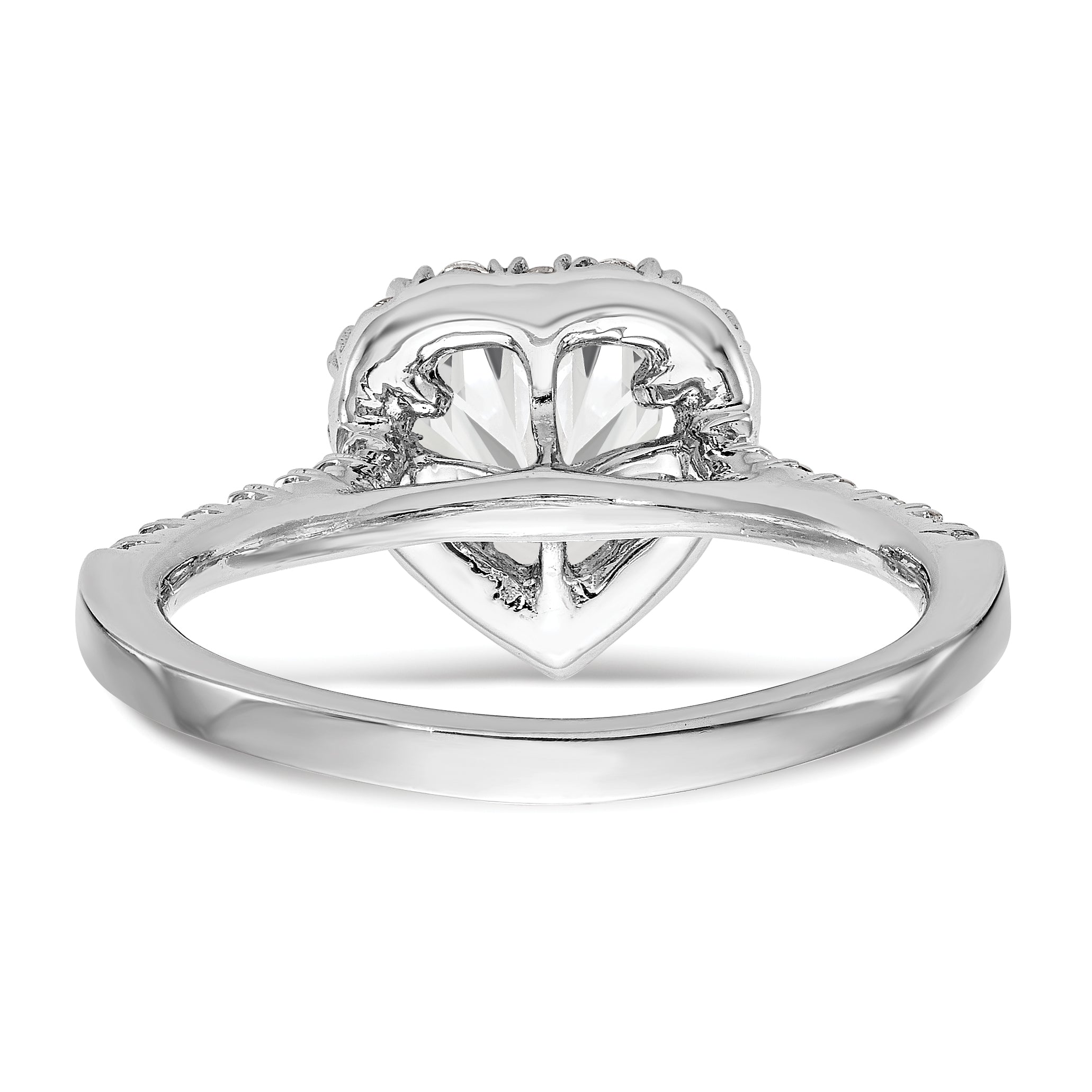 0.75ct. CZ Solid Real 14K White Gold Heart Halo Engagement Ring