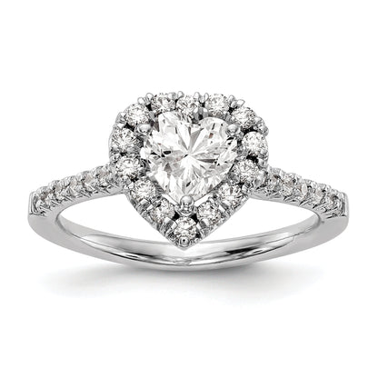 0.75ct. CZ Solid Real 14K White Gold Heart Halo Engagement Ring
