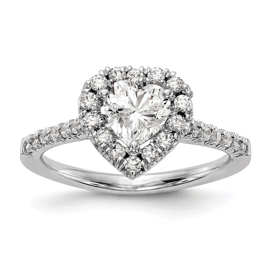 0.75ct. CZ Solid Real 14K White Gold Heart Halo Engagement Ring