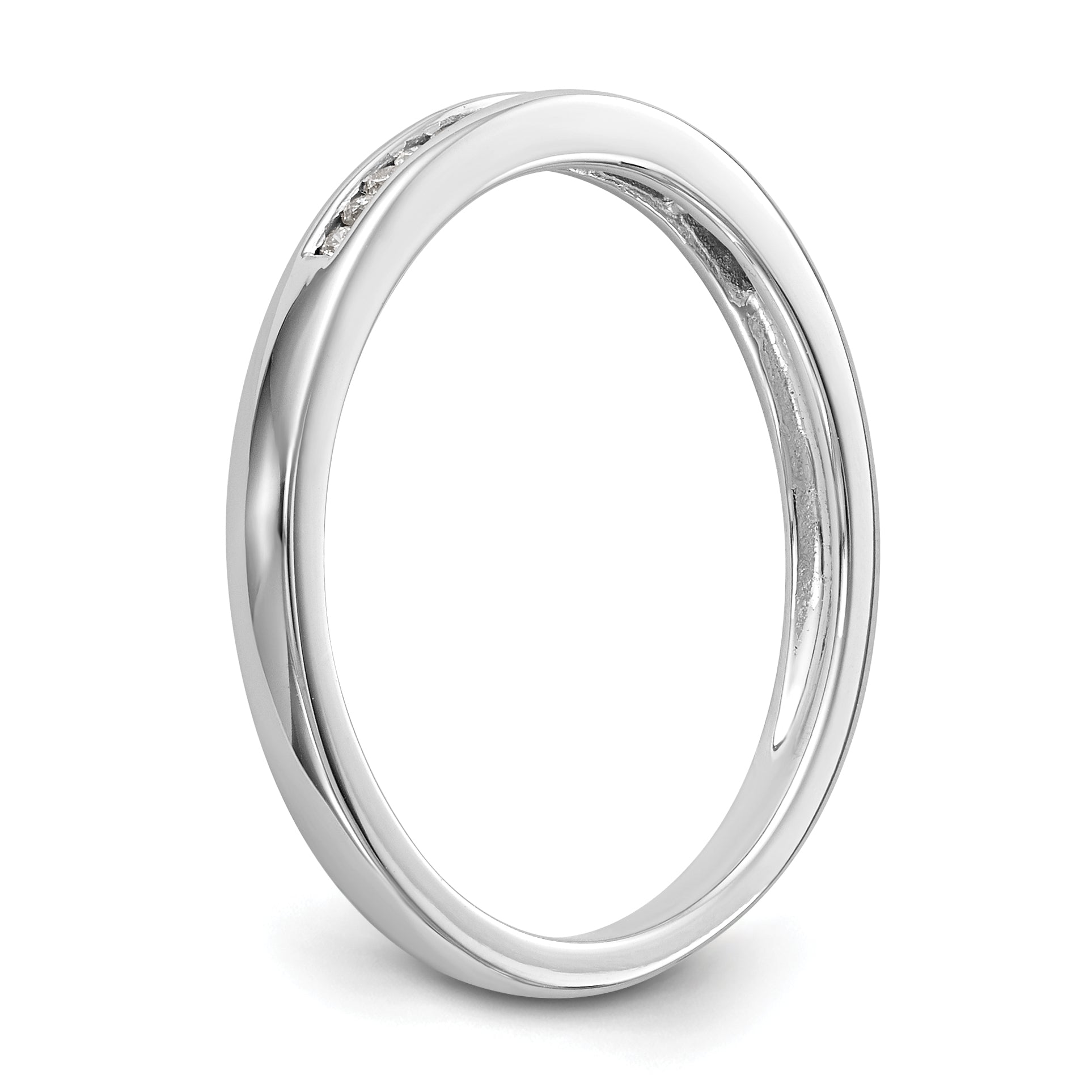 0.09ct. CZ Solid Real 14k White Gold Wedding Wedding Band Ring