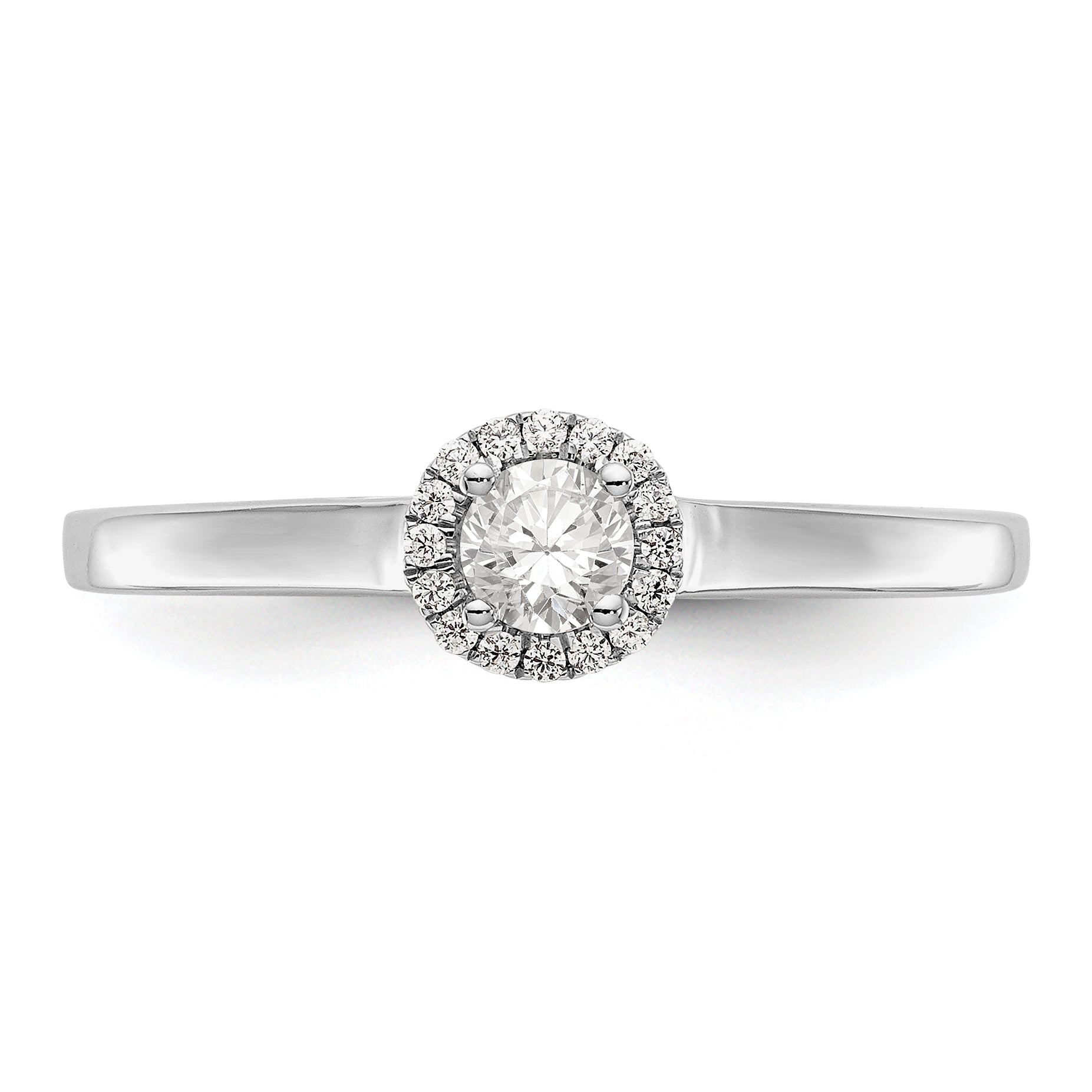 0.20ct. CZ Solid Real 14K White Gold Round Halo Engagement Ring