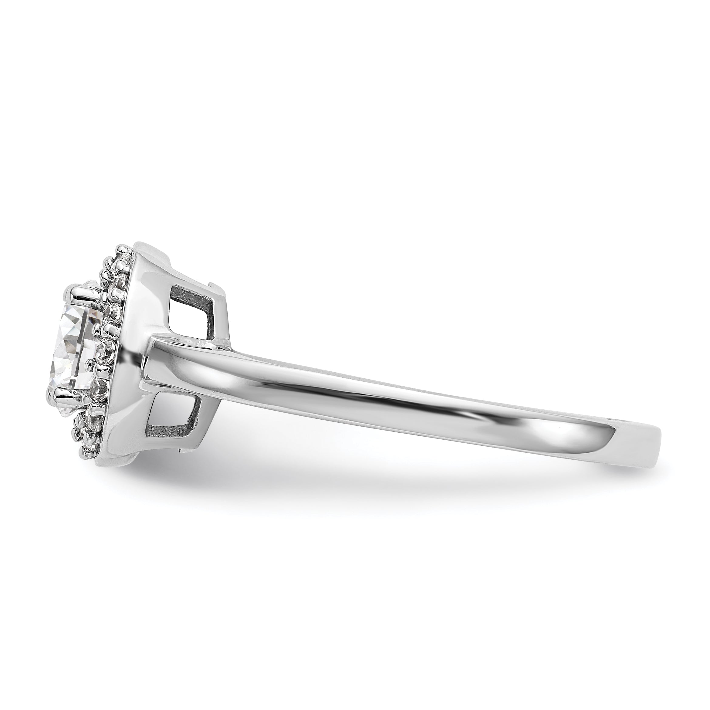 0.75ct. CZ Solid Real 14K White Gold Round Halo Engagement Ring