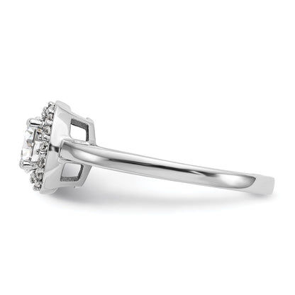 0.75ct. CZ Solid Real 14K White Gold Round Halo Engagement Ring