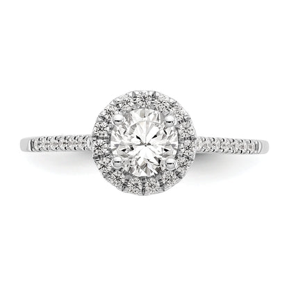 0.50ct. CZ Solid Real 14K White Gold Round Halo Engagement Ring