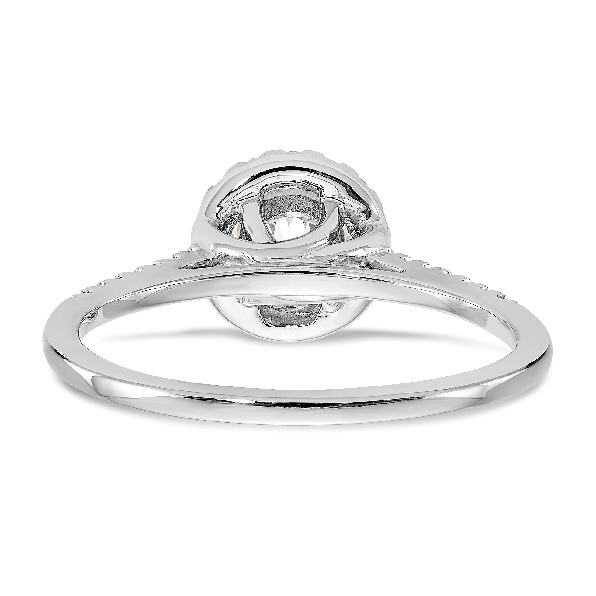 0.50ct. CZ Solid Real 14K White Gold Round Halo Engagement Ring