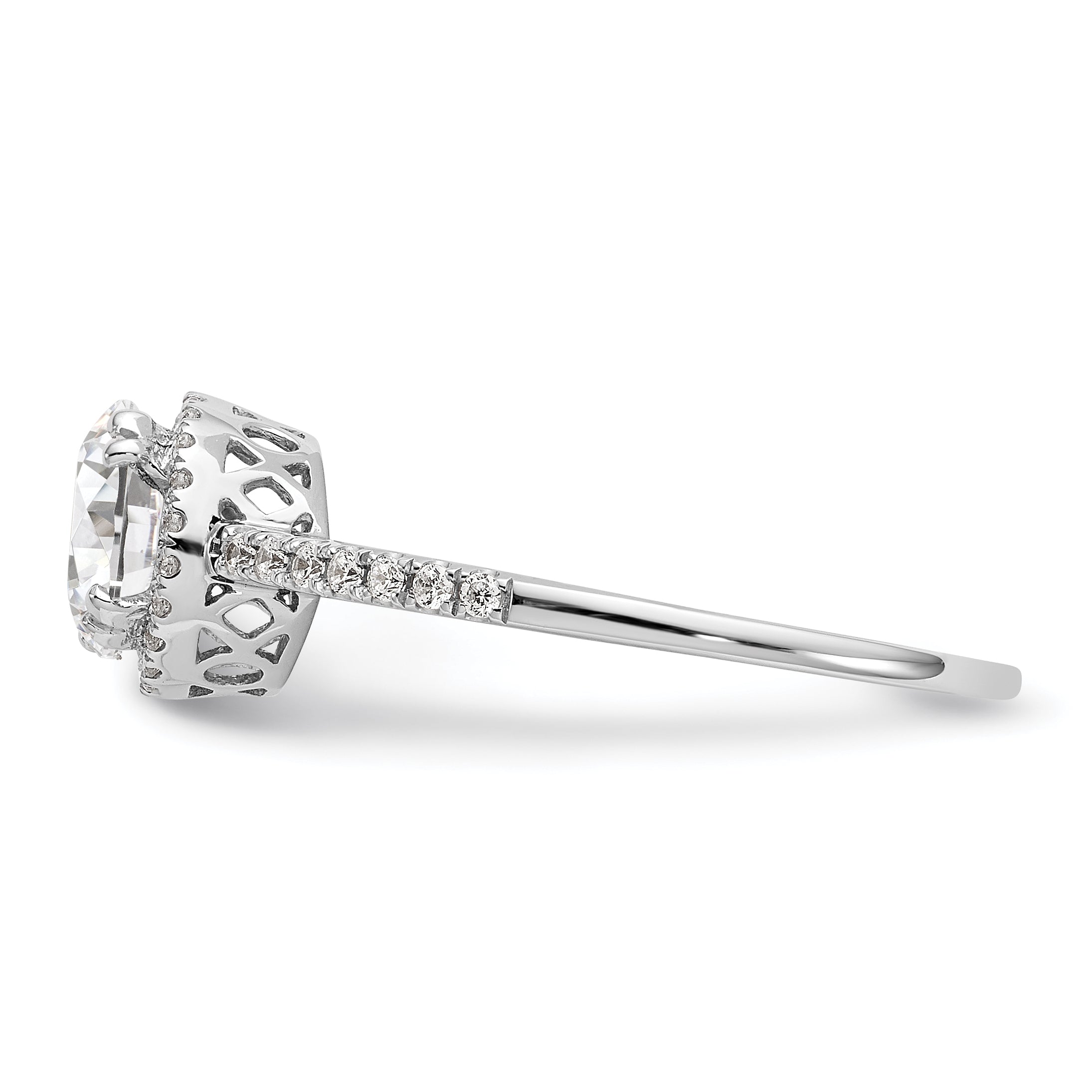 1.00ct. CZ Solid Real 14K White Gold Round Halo Engagement Ring